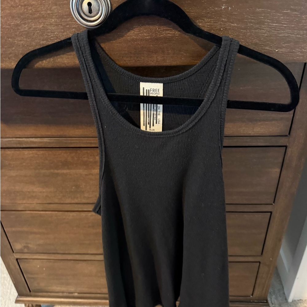 We The Free Black Ribbed Tank Top